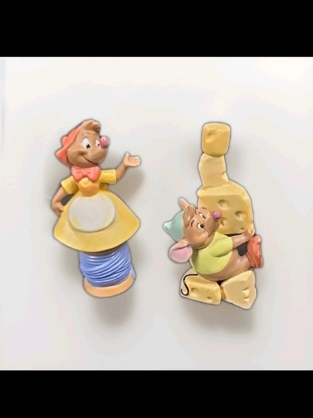 Vintage Disney Cinderella Mice Figurines Gus Gus & Suzy Sri Lanka Rare 2"